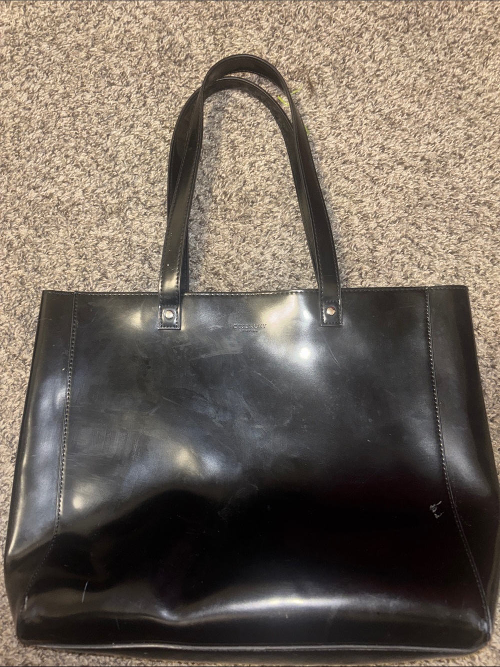 Givenchy Glossy Black Leather Shoulder Tote